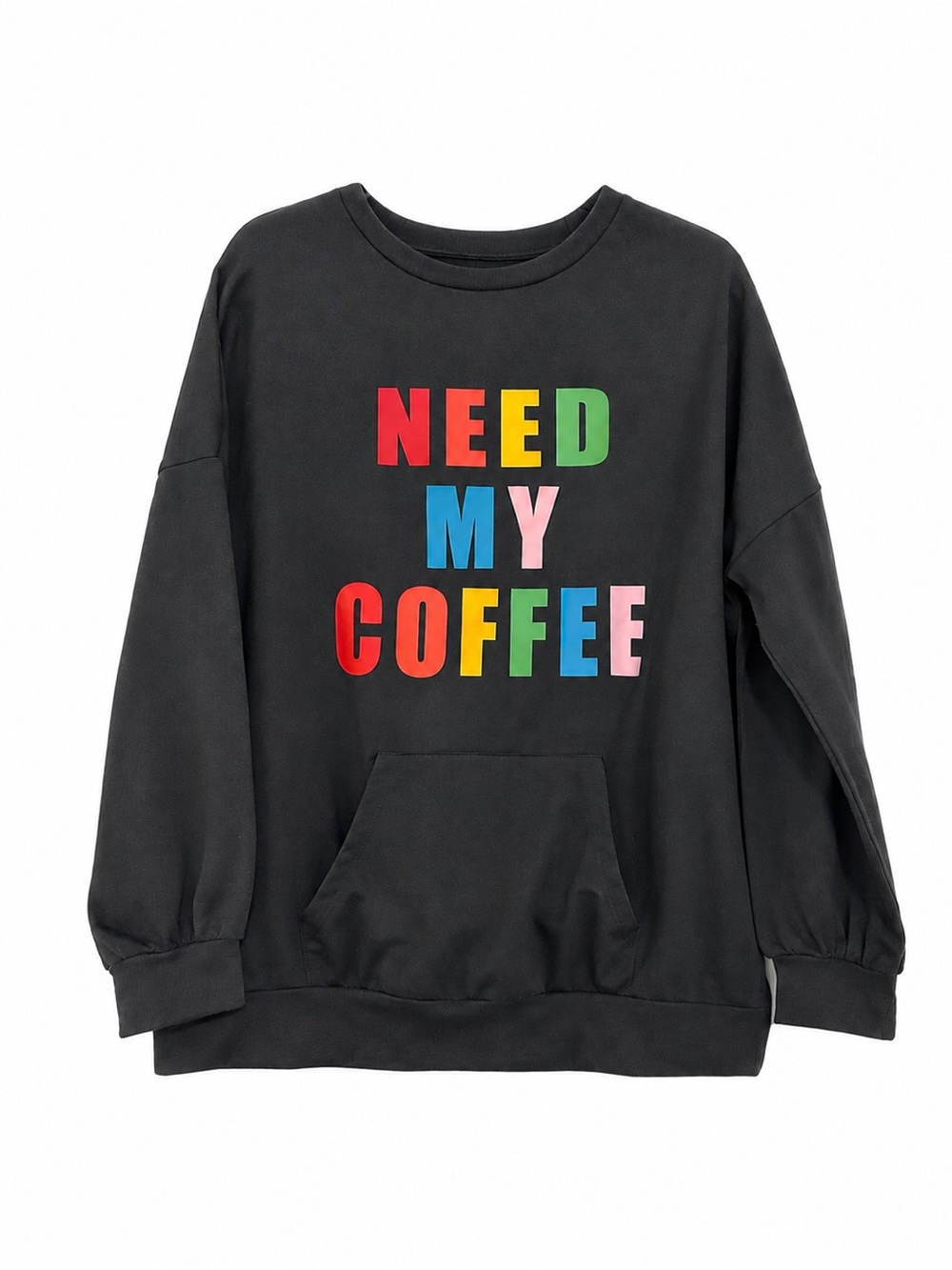 Black 'Need My Coffee' Graphic Pullover Sweatshirt